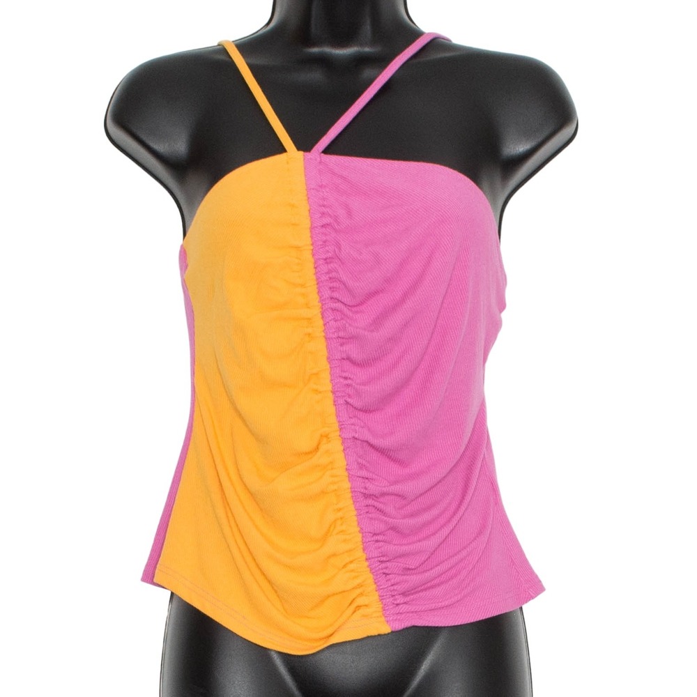 NWT Dolan Anthropologie Top Asymmetrical Colorblock Ribbed Y2K Boho Retro Large